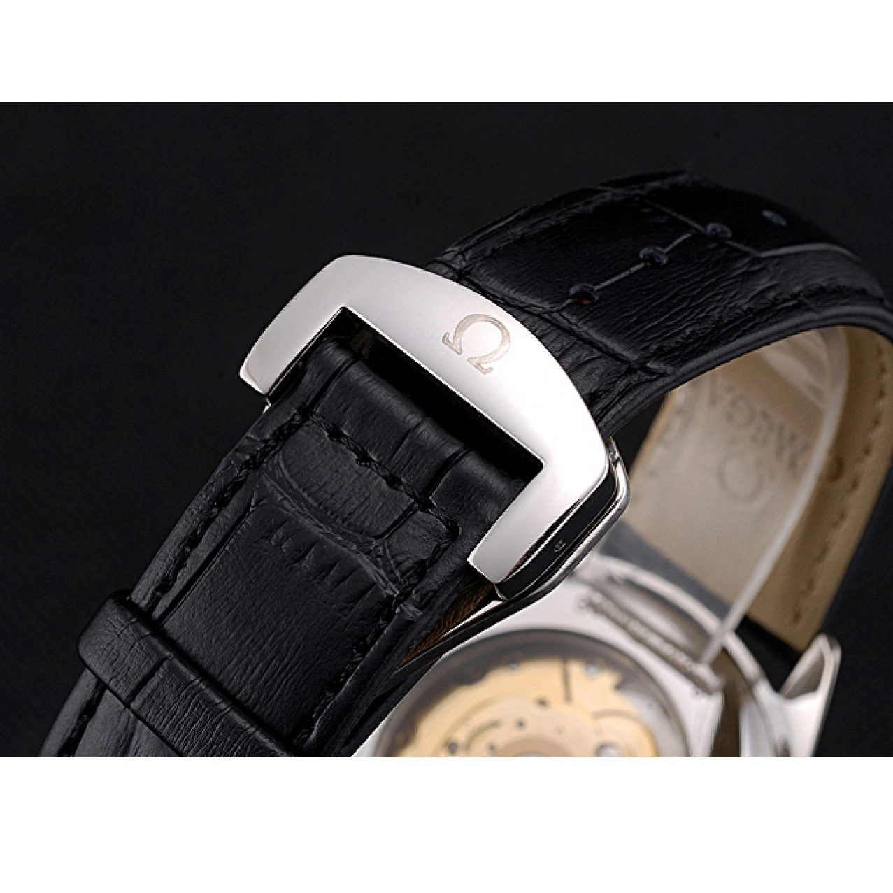 1027 Omega Tresor Master Co-Axial Black Dial Stainless Steel Case Black Leather Strap